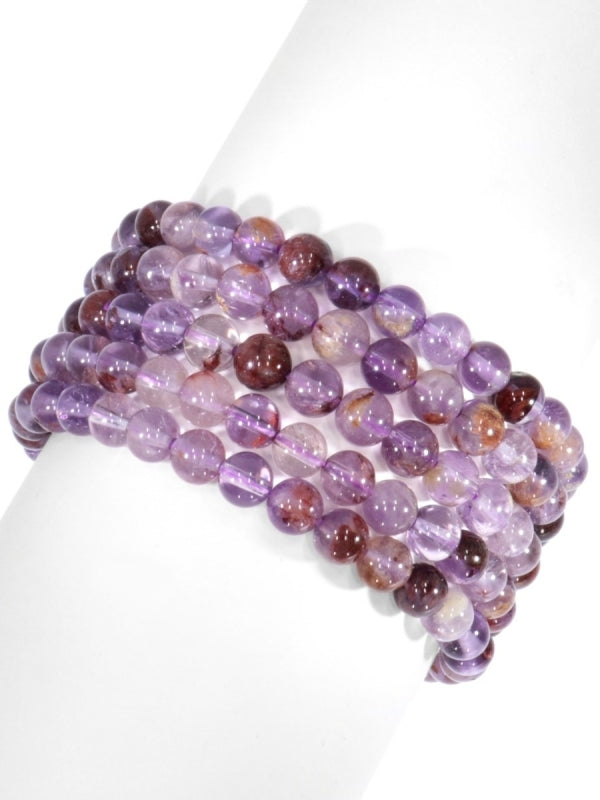 Phantom Amethyst Edelsteinarmband - Kugel ø 6 mm - auf Elastikband Länge ca. 19 cm