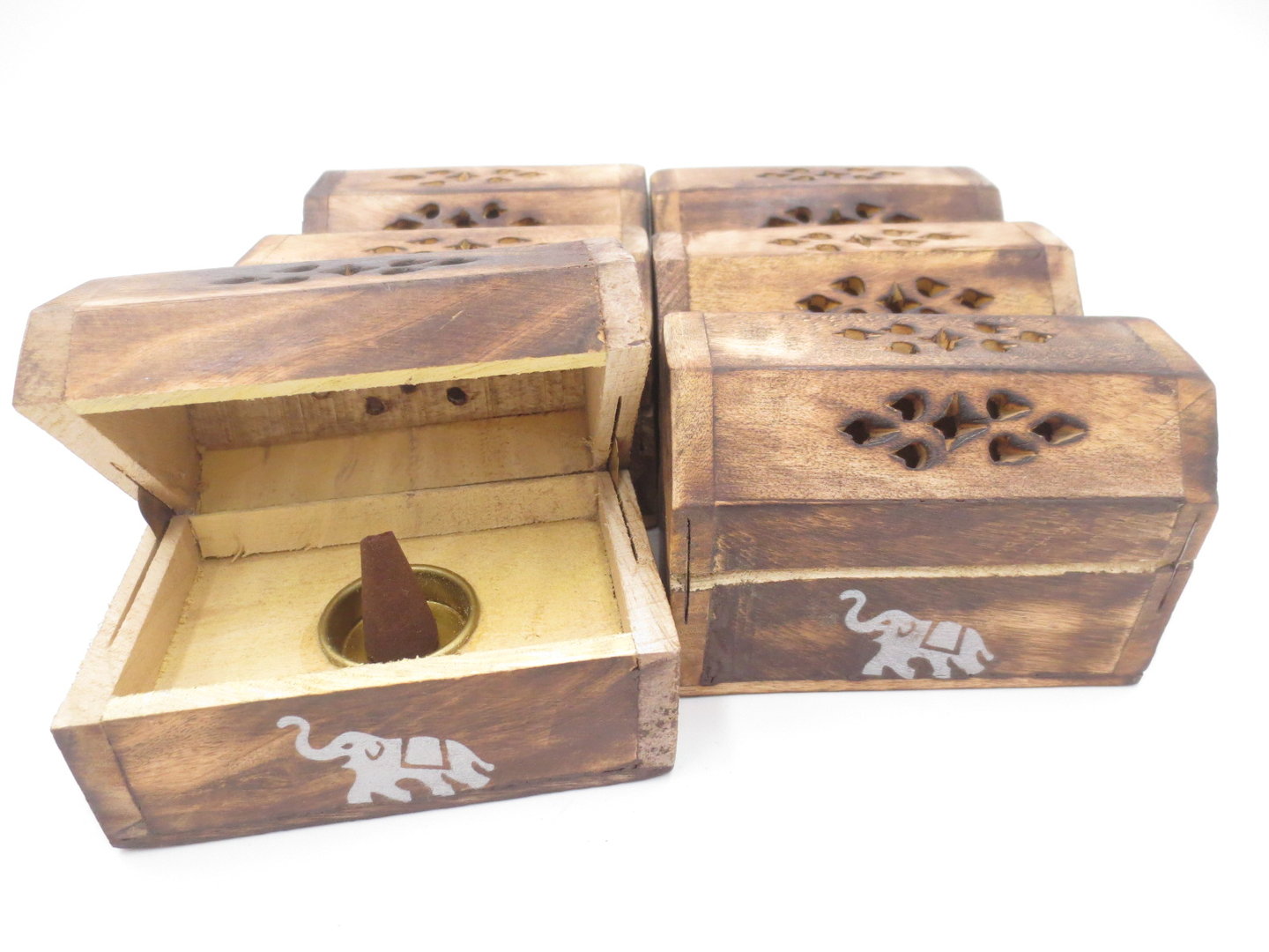 Räucherkegelhalter aus Holz Elefant