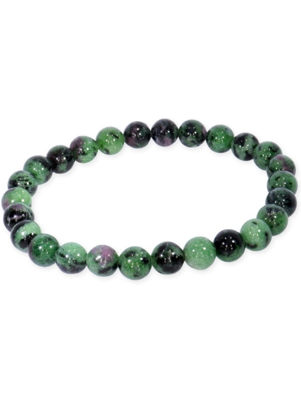 Rubin-Zoisit Edelsteinarmband - Kugel ø 8 mm - auf Elastikband Länge ca. 19 cm