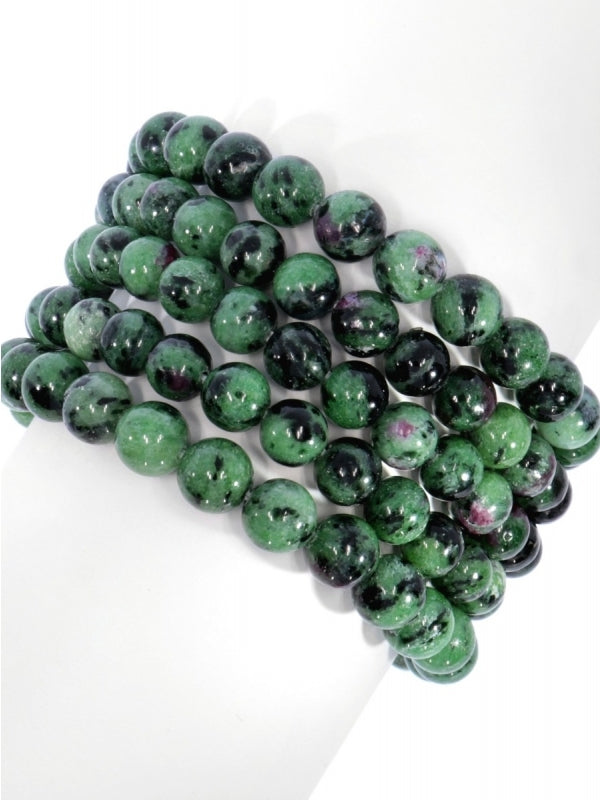 Rubin-Zoisit Edelsteinarmband - Kugel ø 8 mm - auf Elastikband Länge ca. 19 cm