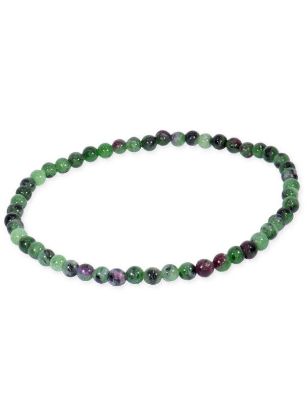 Rubin-Zoisit Edelsteinarmband - Kugel ø 4 mm - auf Elastikband Länge ca. 19 cm