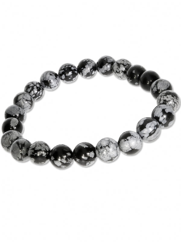 Schneeflockenobsidian Edelsteinarmband - Kugel ø 8 mm - auf Elastikband Länge ca. 19 cm