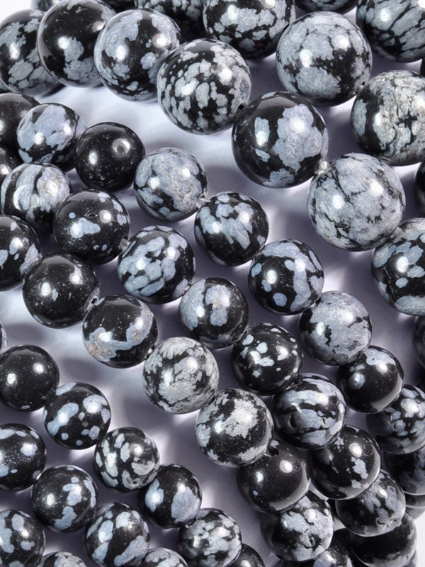 Schneeflockenobsidian Edelsteinarmband - Kugel ø 8 mm - auf Elastikband Länge ca. 19 cm