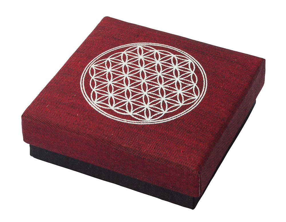 Geschenkbox "Blume des Lebens" Baumwolle maroon