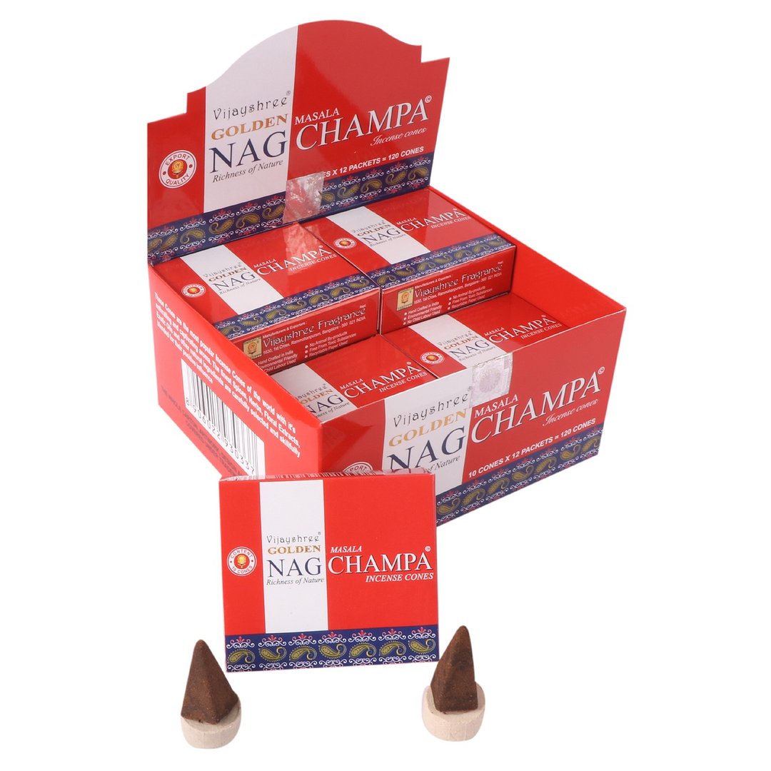 Golden Nag Champa Cones - Räucherkegel 10 Stk.