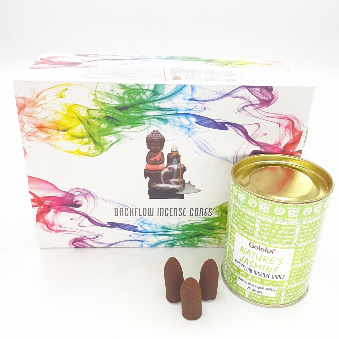 Goloka Backflow Cones Nature's Jasmine - Rückfluss-Räucherkegel 24 St.