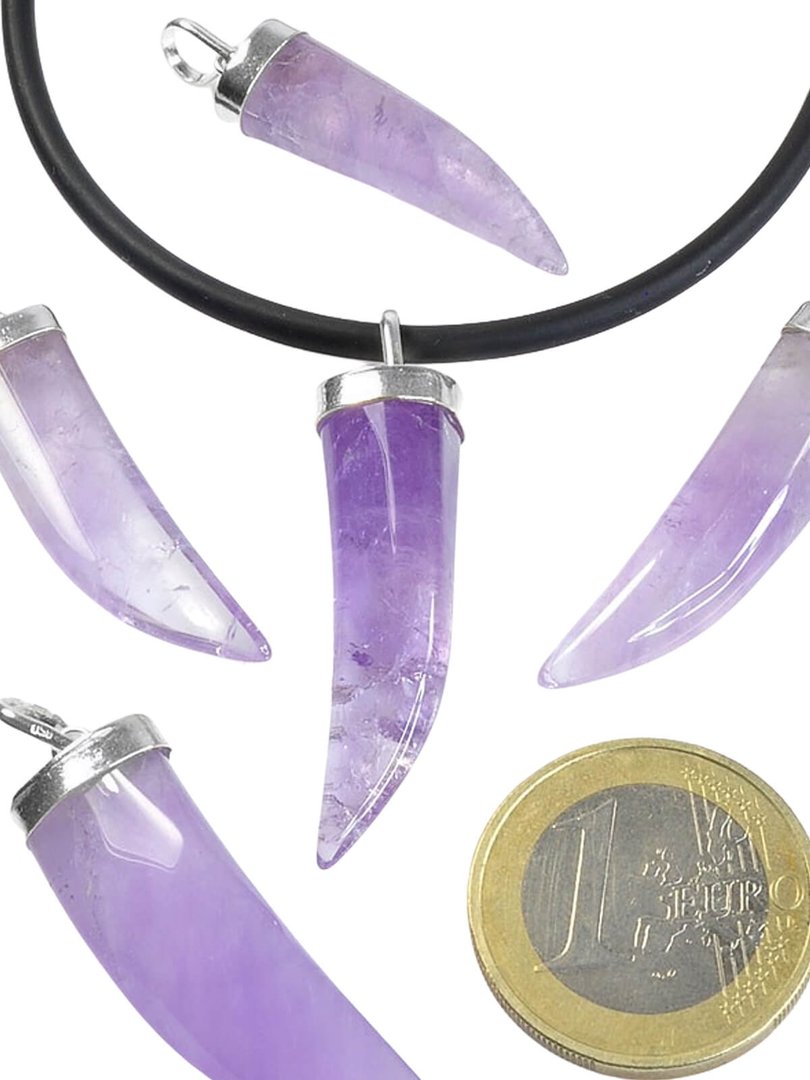 Amethyst, Anhänger mit 925 Silberöse Tigerzahn