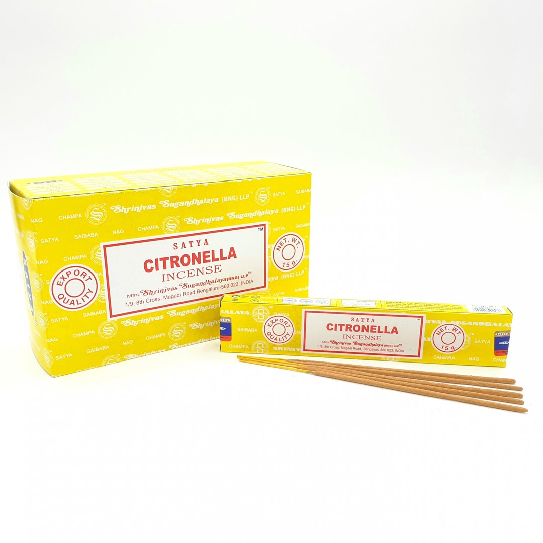 Satya - Citronella (Zitronella) – Räucherstäbchen – 15 g Schachtel (ca. 12–15 Stäbchen)