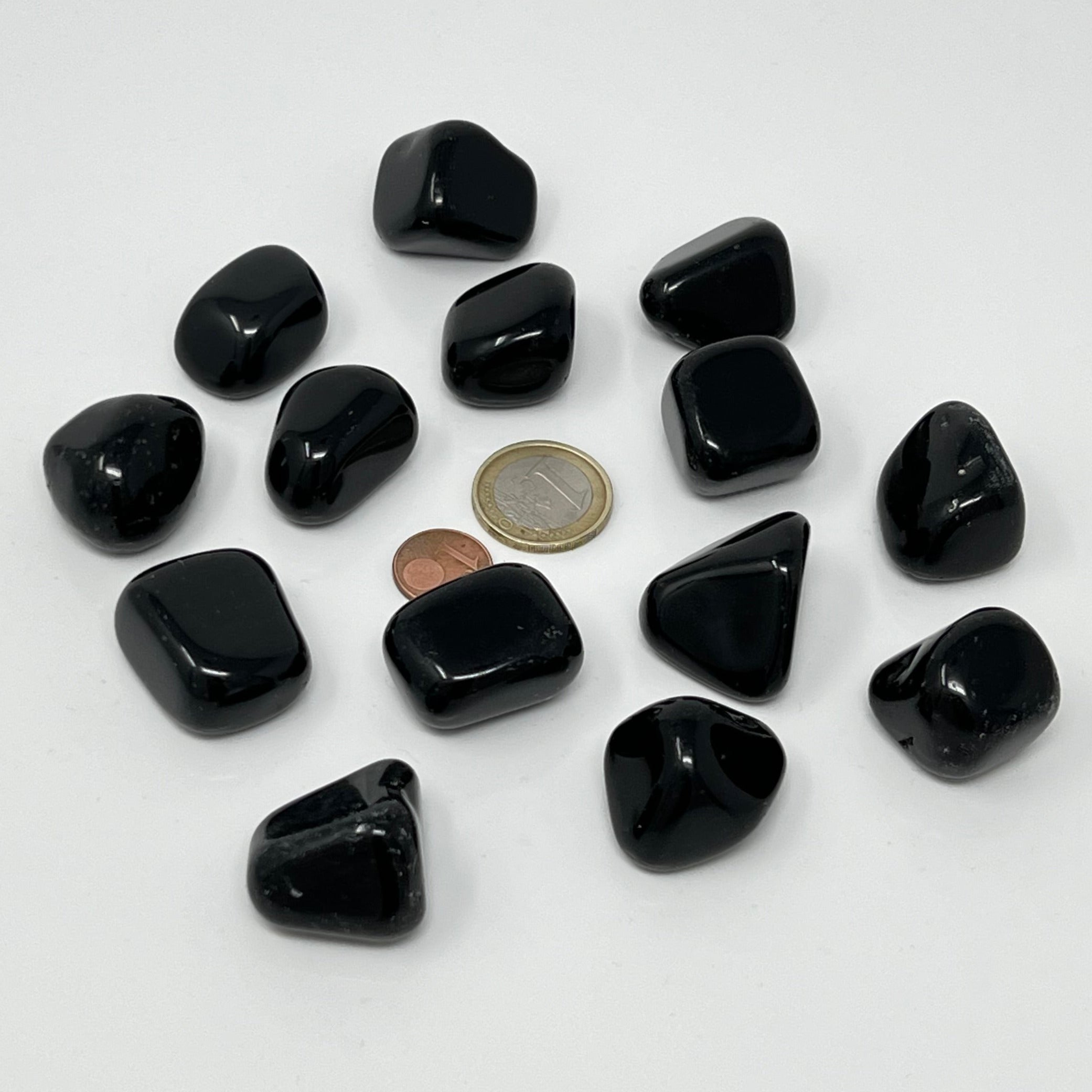 Schwarzer Obsidian - Trommelstein - Größe 2-3 cm