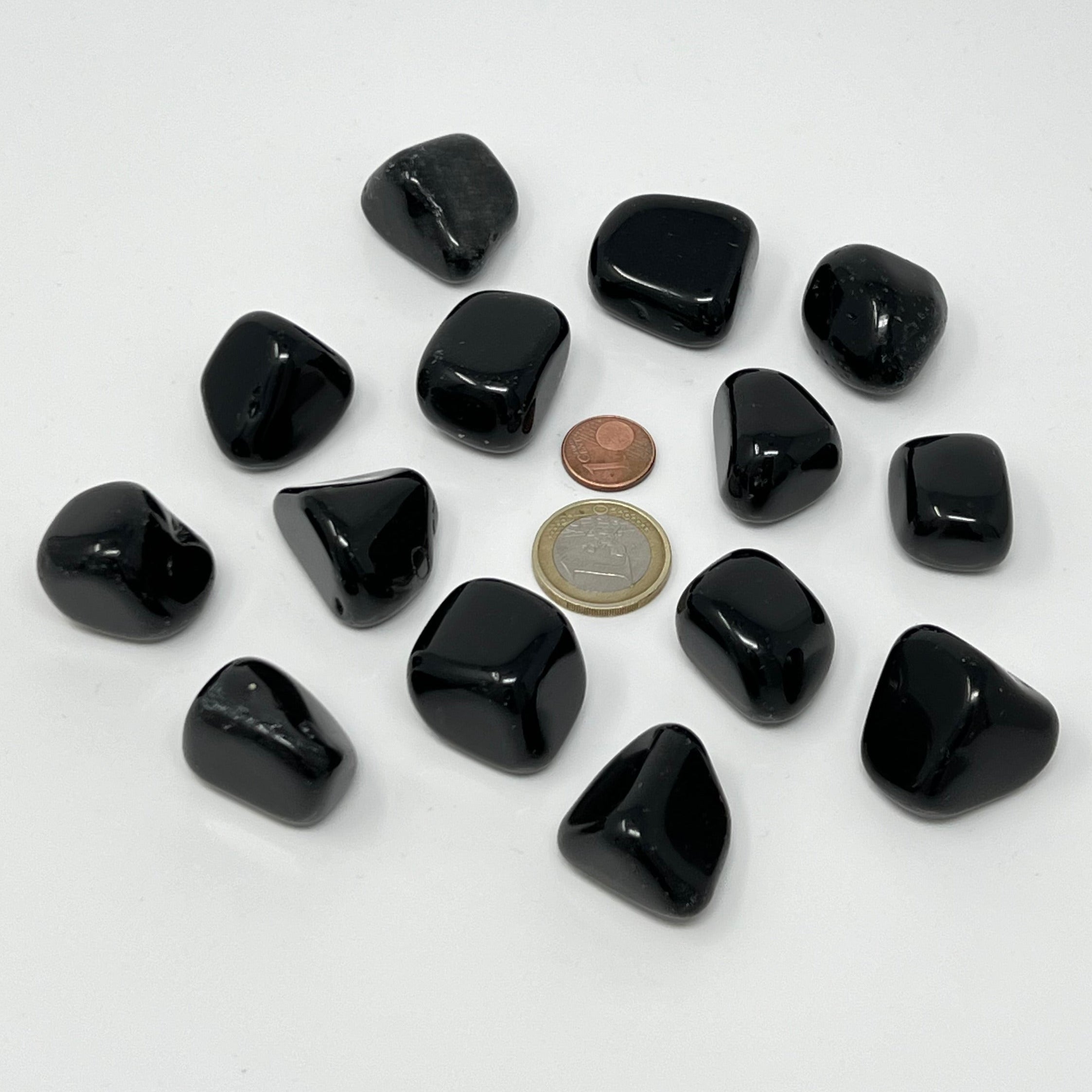 Schwarzer Obsidian - Trommelstein - Größe 2-3 cm
