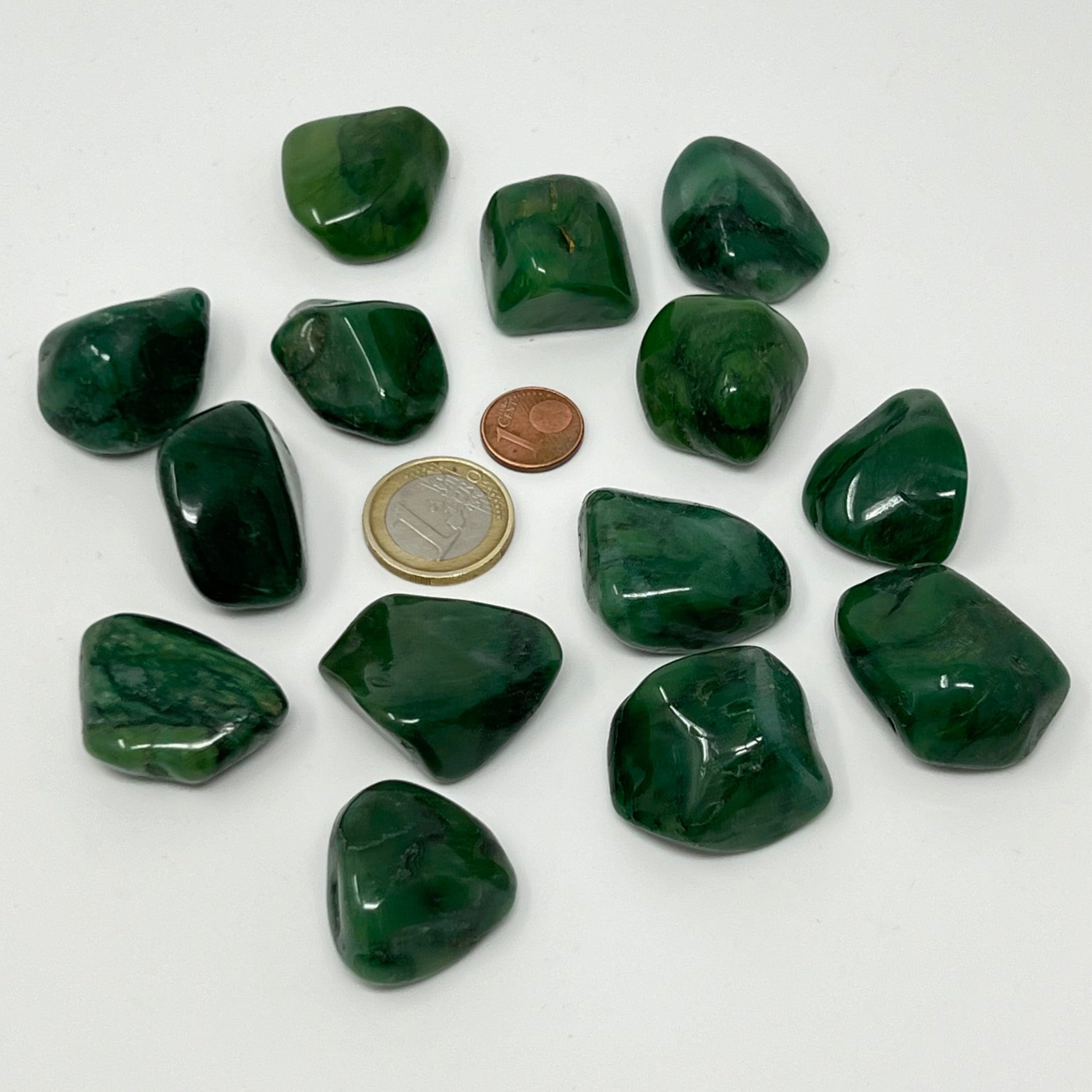 Grünschieferquarz (Prasem) - Trommelstein - Größe 2,5-3,5 cm