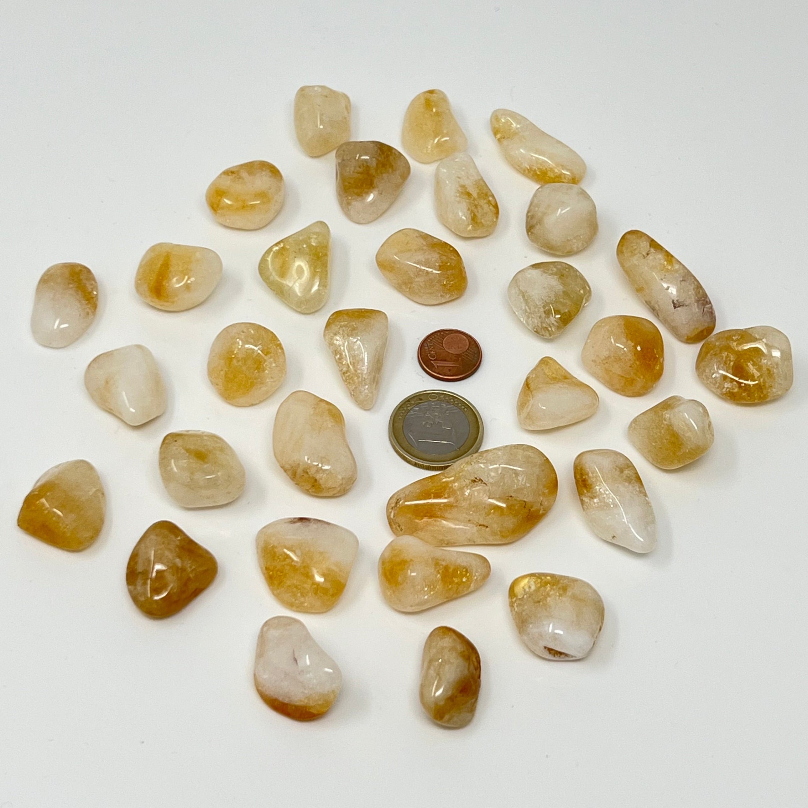 Citrin gebrannt - Trommelstein - Größe 2-3 cm