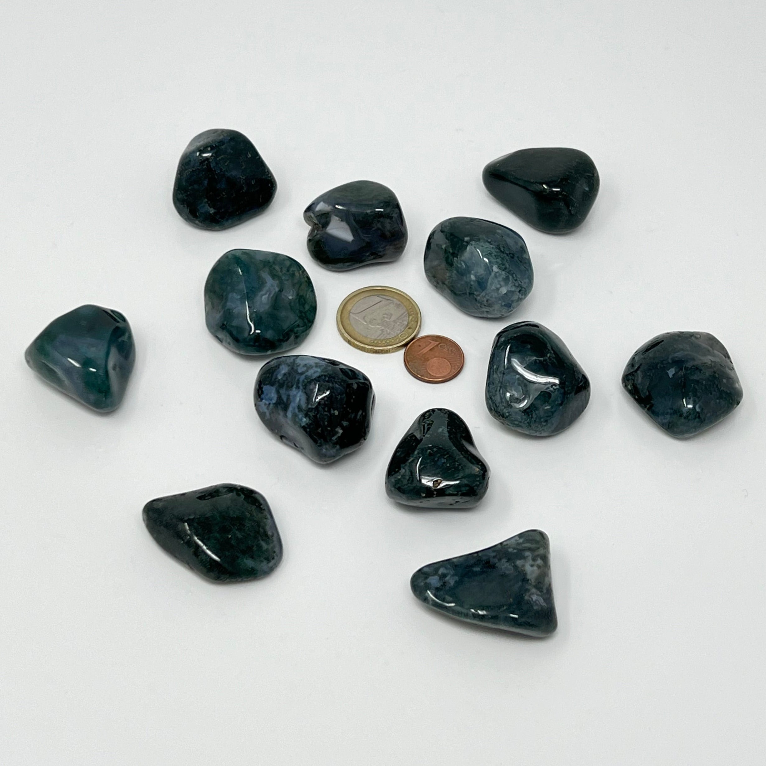 Moosachat - Trommelstein - Größe 2,5-3,5 cm