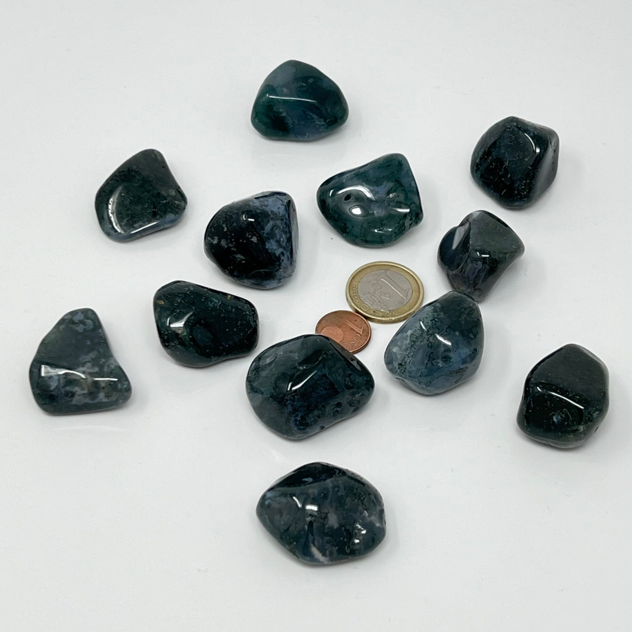 Moosachat - Trommelstein - Größe 2,5-3,5 cm
