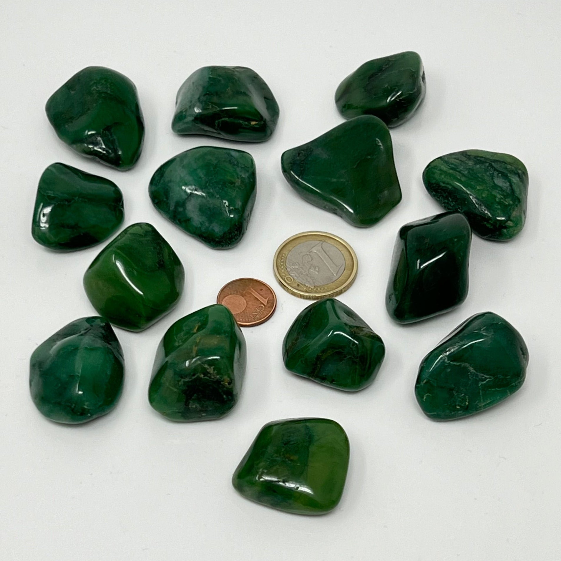 Grünschieferquarz (Prasem) - Trommelstein - Größe 2,5-3,5 cm