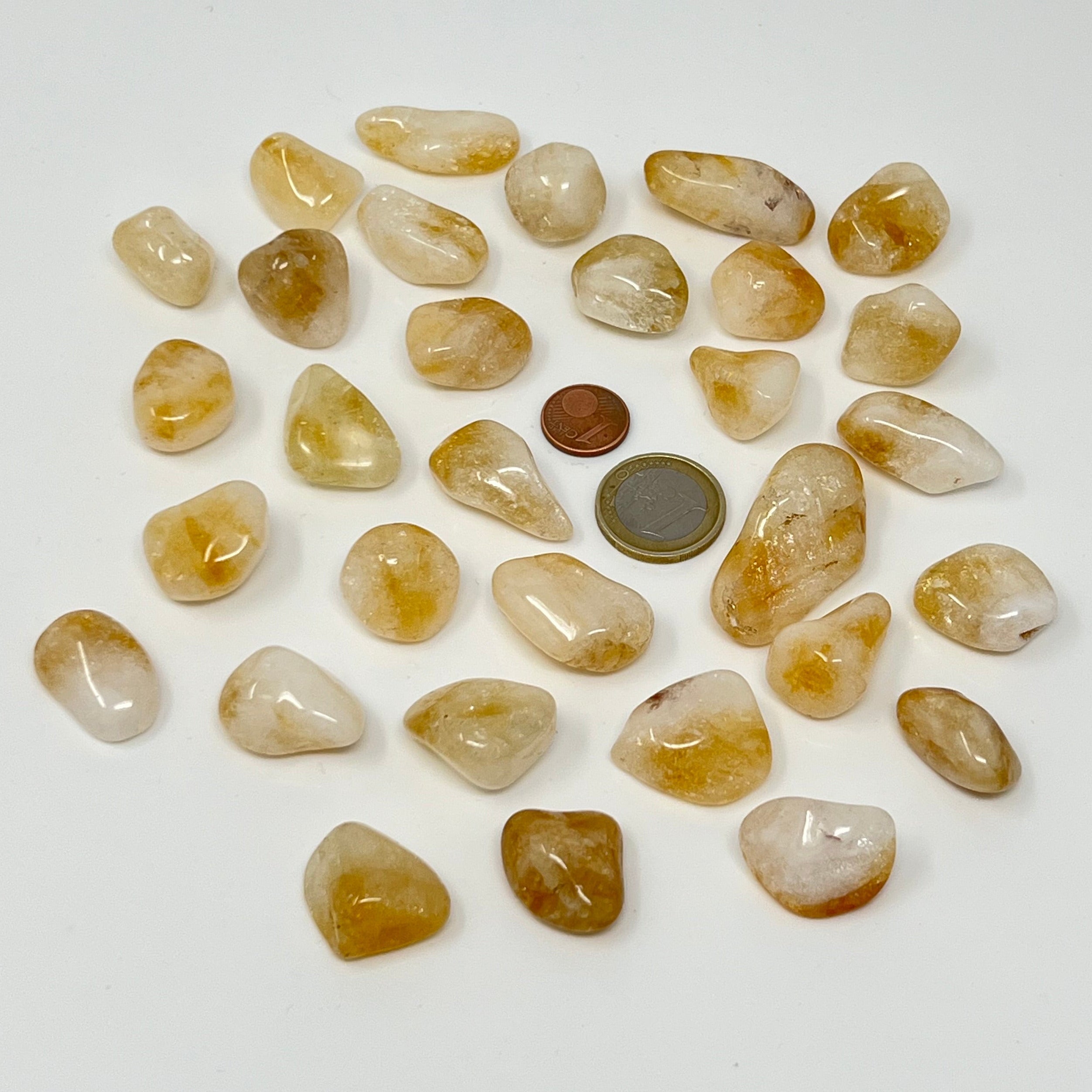Citrin gebrannt - Trommelstein - Größe 2-3 cm