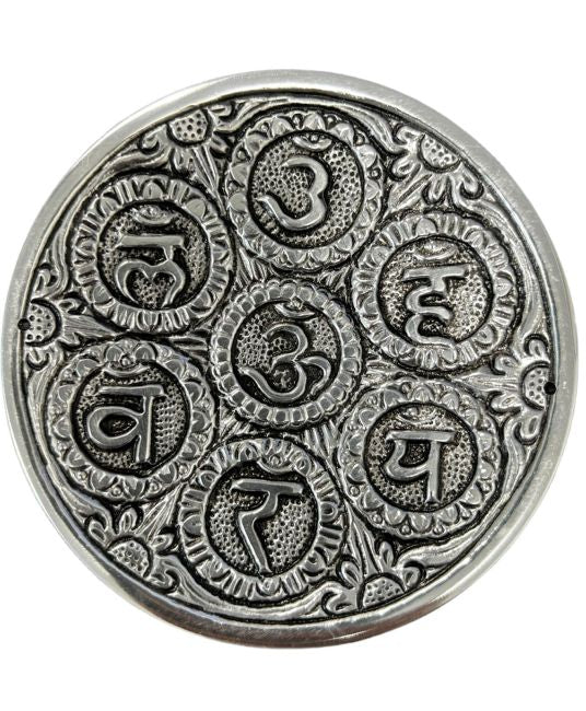 7 Chakren - Räucherstäbchenhalter aus Weißmetall - 11 cm