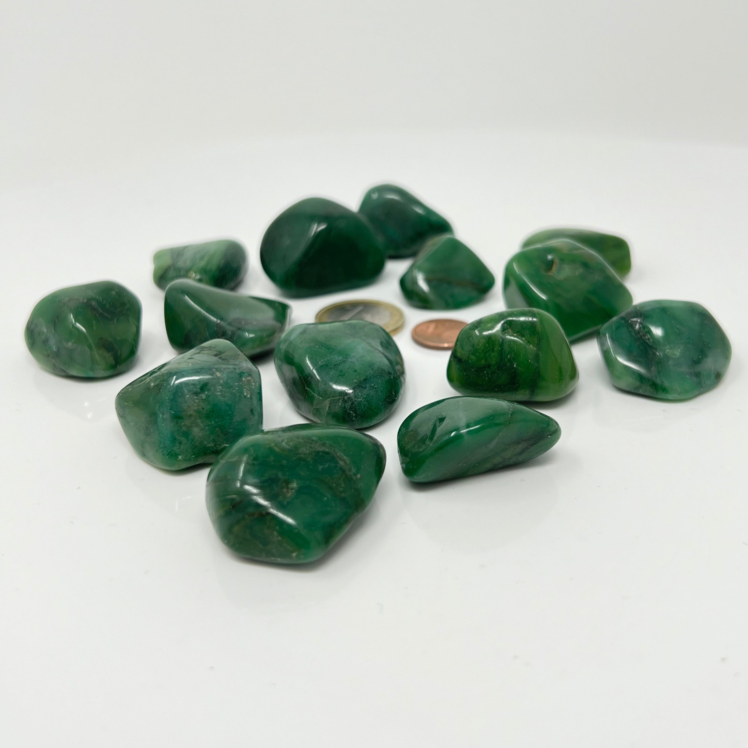 Grünschieferquarz (Prasem) - Trommelstein - Größe 2,5-3,5 cm