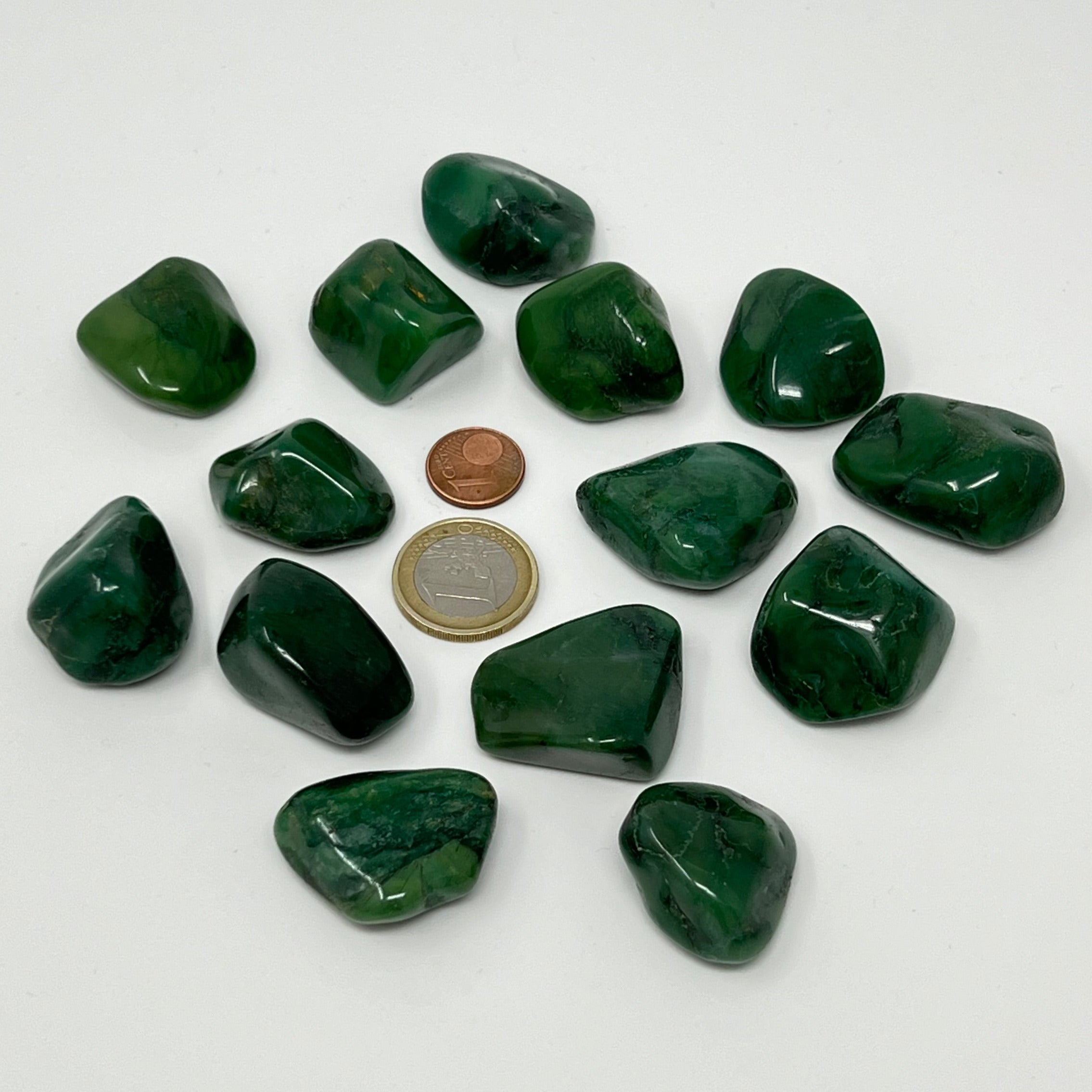 Grünschieferquarz (Prasem) - Trommelstein - Größe 2,5-3,5 cm
