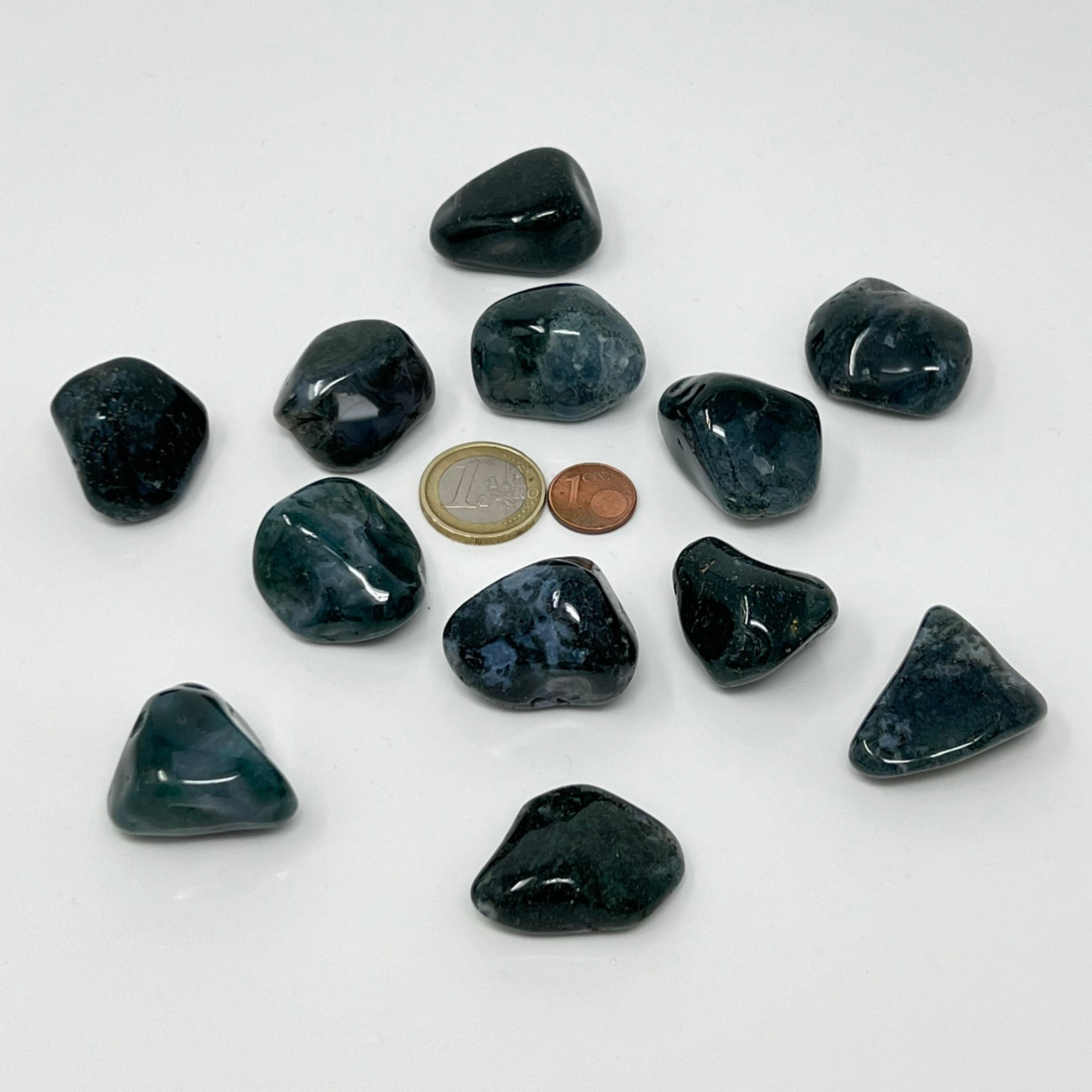 Moosachat - Trommelstein - Größe 2,5-3,5 cm