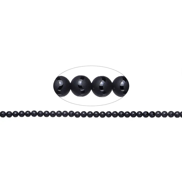 Achat Kugel "Saturn" schwarz (6 mm, gebohrt) - Edelsteinperle zur Schmuckherstellung