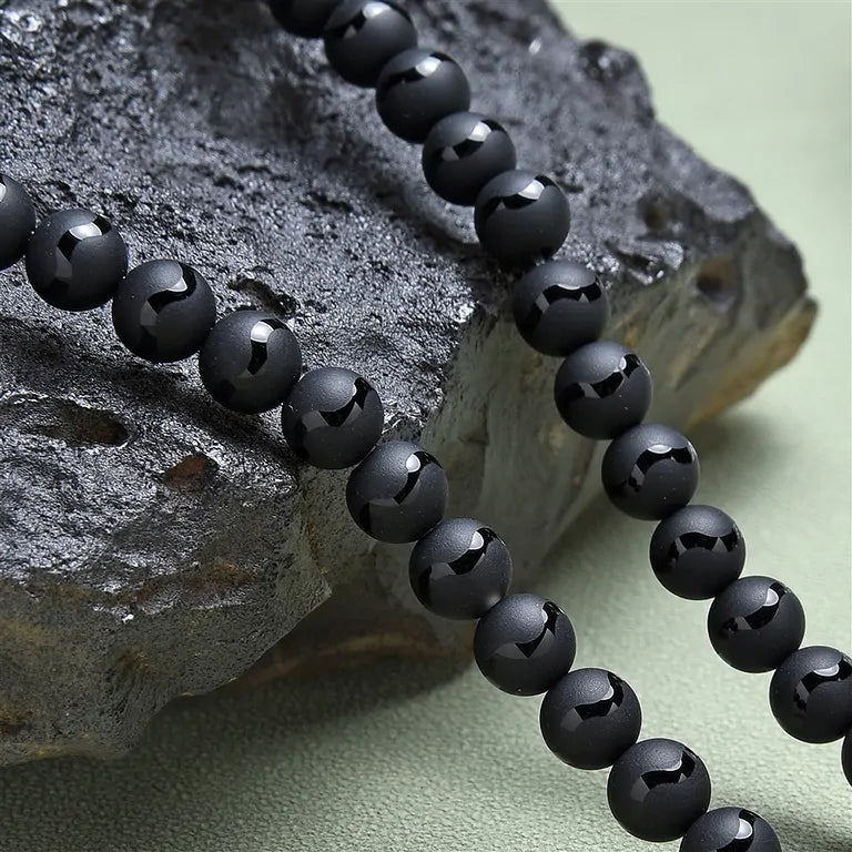 Achat Kugel "Saturn" schwarz (6 mm, gebohrt) - Edelsteinperle zur Schmuckherstellung