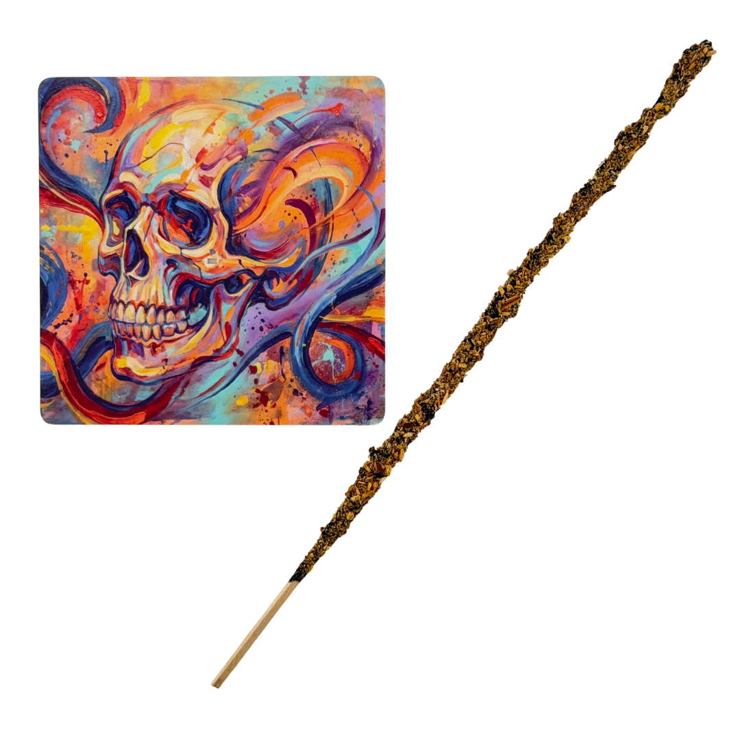 Ahnenschädel – Motiv 10 | Abstrakter Räucherstäbchenhalter aus Acryl - 10 × 10 cm