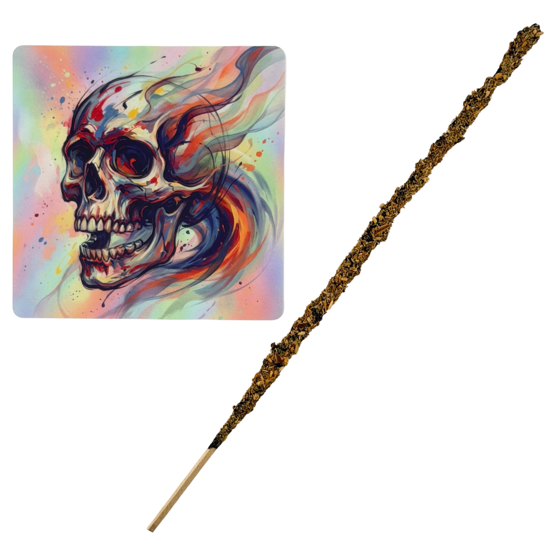 Ahnenschädel – Motiv 11 | Abstrakter Räucherstäbchenhalter aus Acryl - 10 × 10 cm