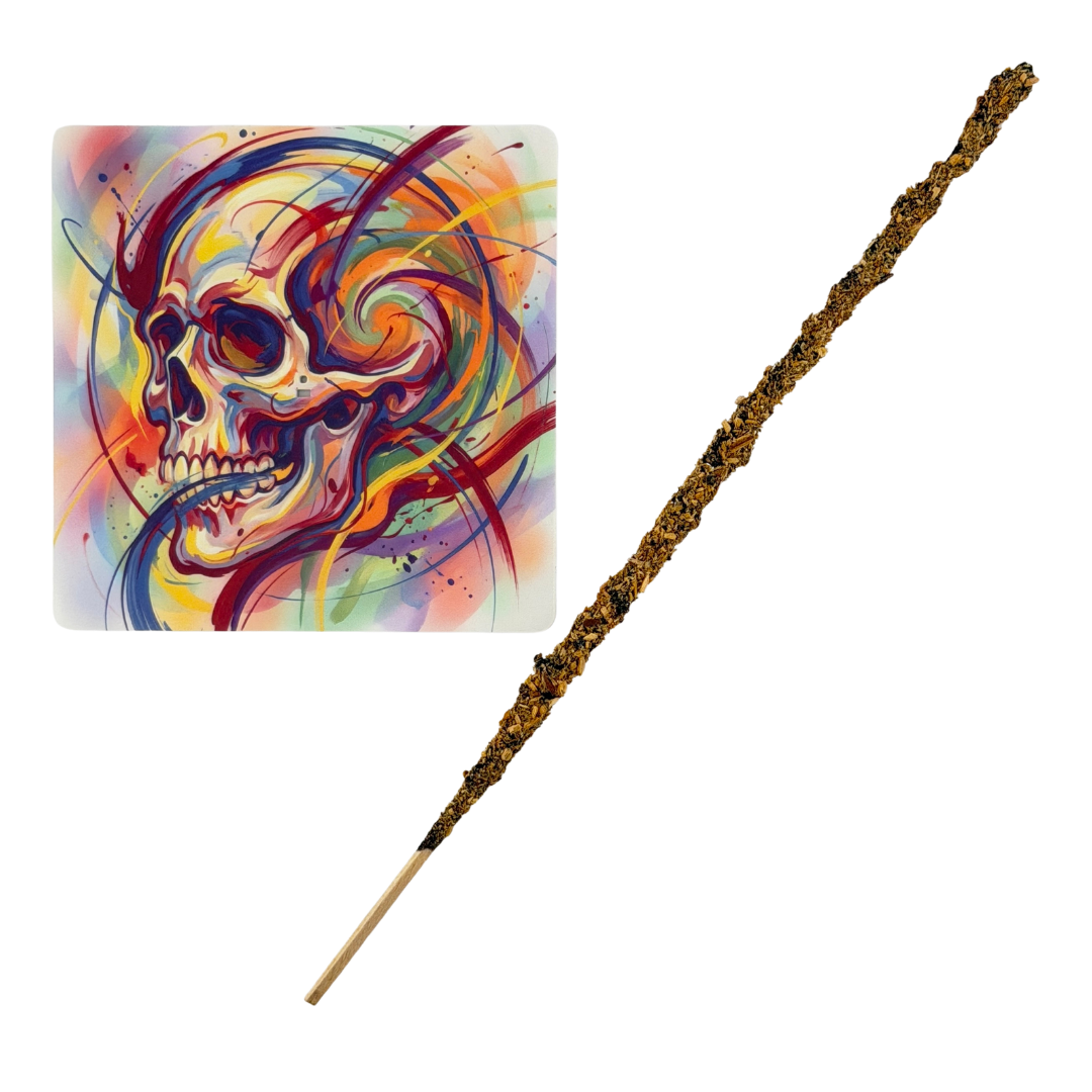 Ahnenschädel – Motiv 12 | Abstrakter Räucherstäbchenhalter aus Acryl - 10 × 10 cm
