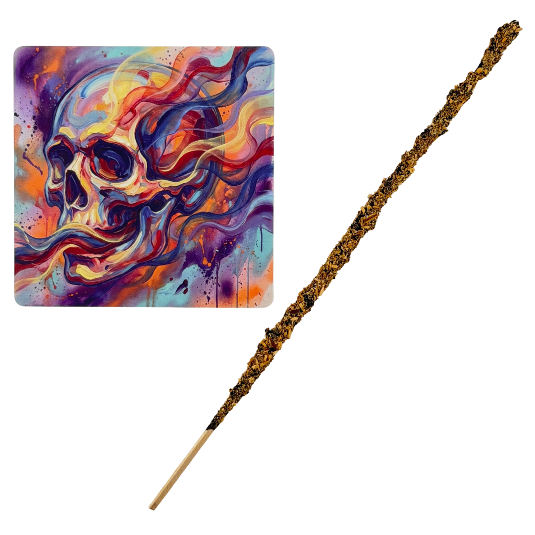 Ahnenschädel – Motiv 1 | Abstrakter Räucherstäbchenhalter aus Acryl - 10 × 10 cm