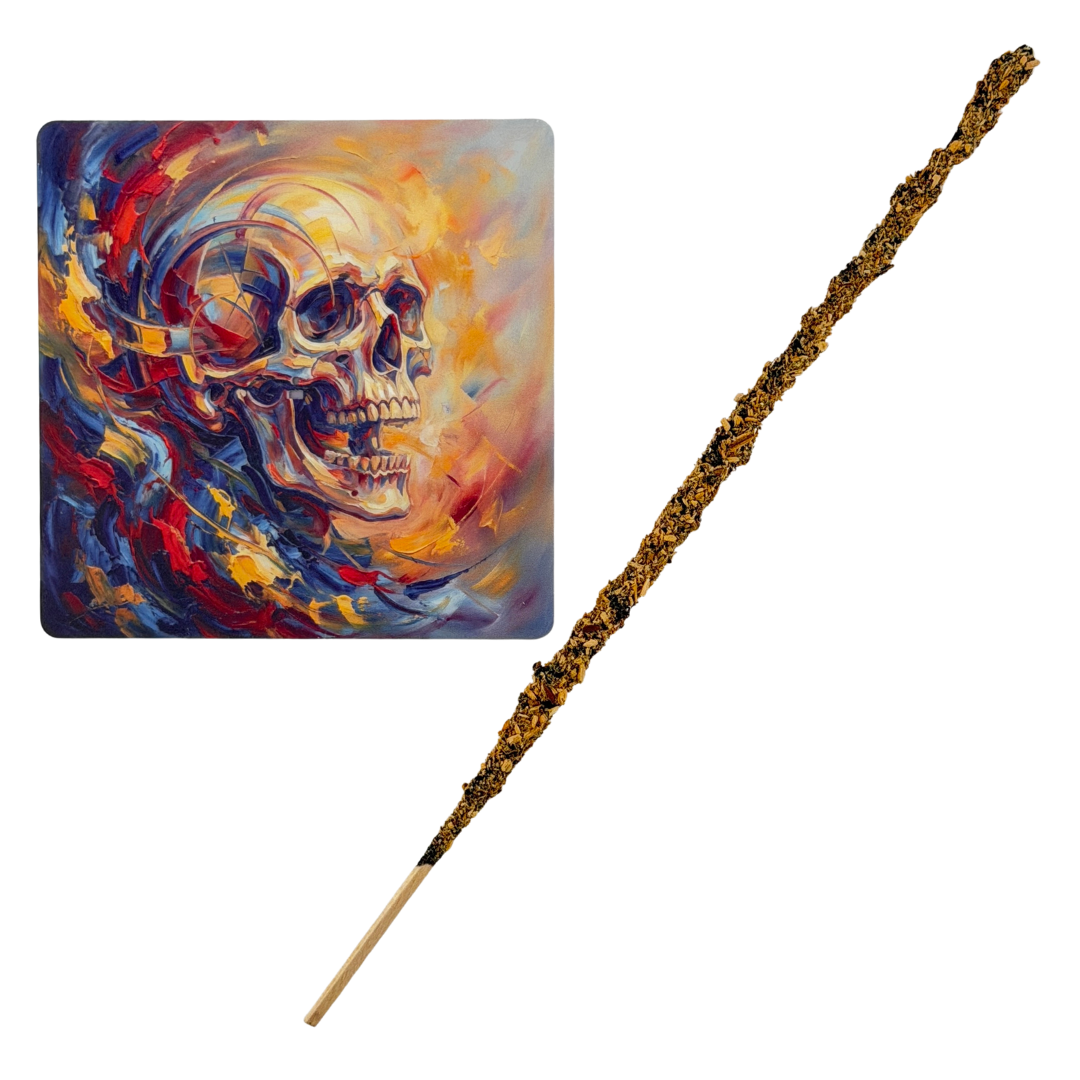 Ahnenschädel – Motiv 3 | Abstrakter Räucherstäbchenhalter aus Acryl - 10 × 10 cm
