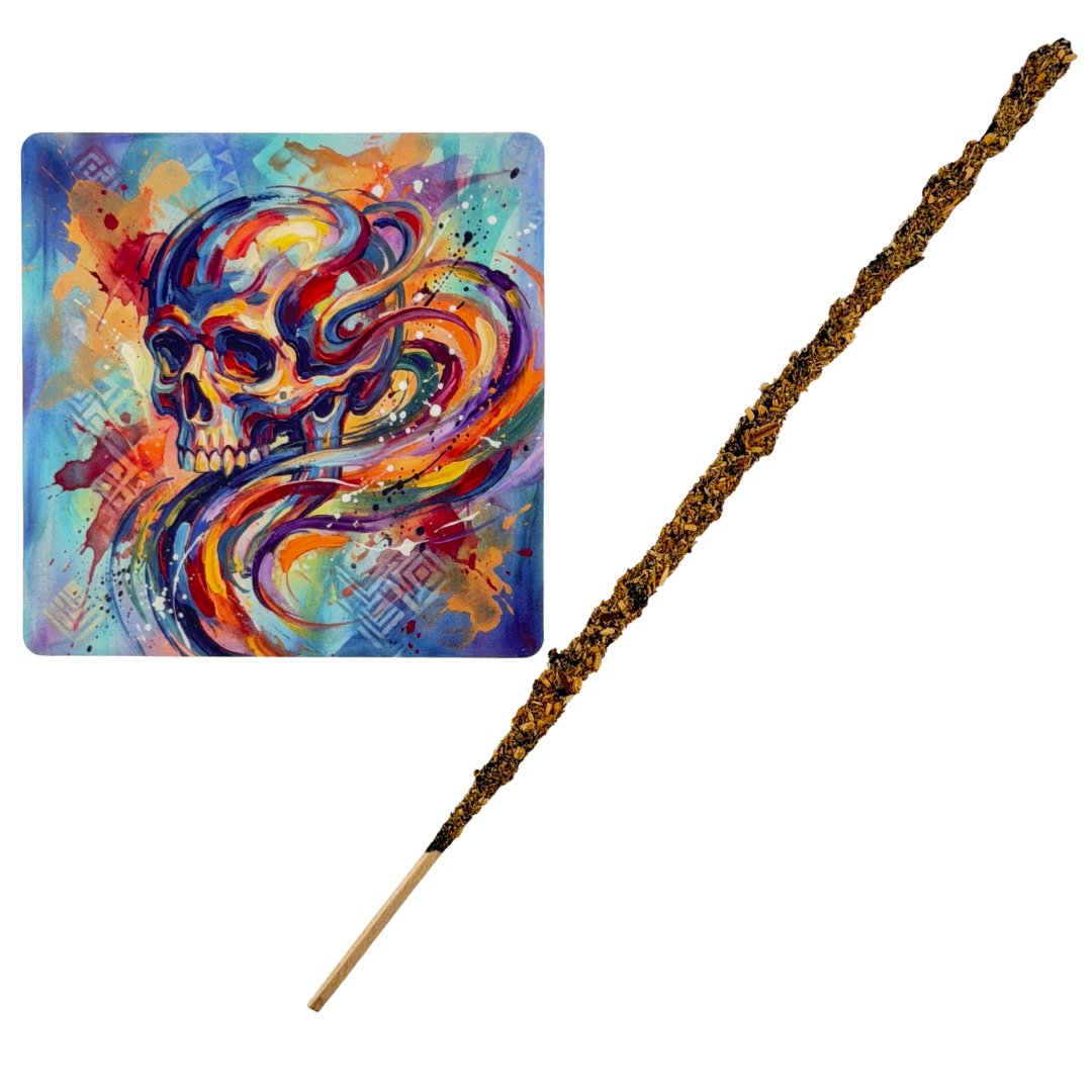 Ahnenschädel – Motiv 4 | Abstrakter Räucherstäbchenhalter aus Acryl - 10 × 10 cm