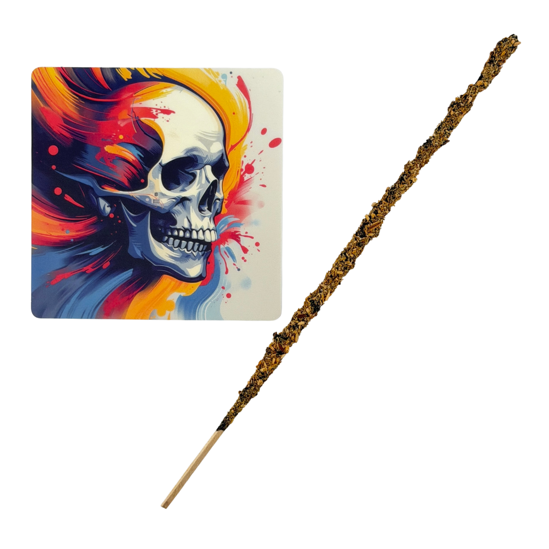 Ahnenschädel – Motiv 6 | Abstrakter Räucherstäbchenhalter aus Acryl - 10 × 10 cm