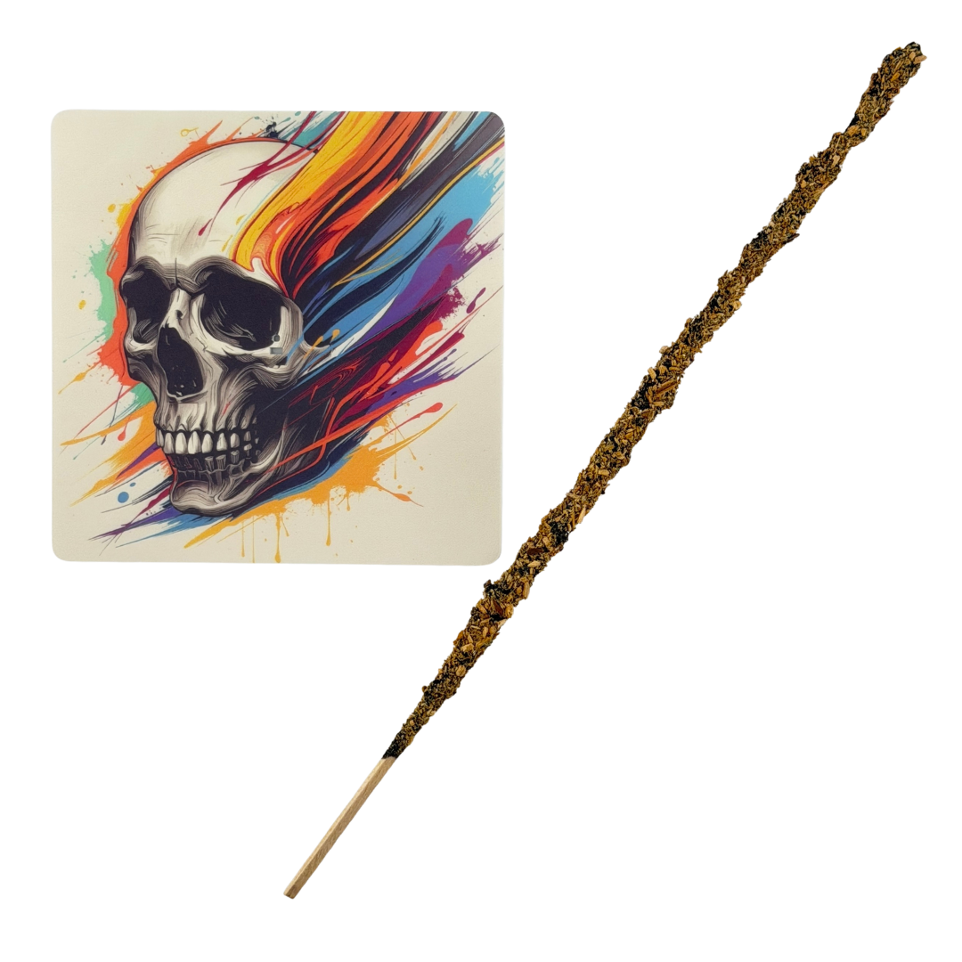 Ahnenschädel – Motiv 7 | Abstrakter Räucherstäbchenhalter aus Acryl - 10 × 10 cm