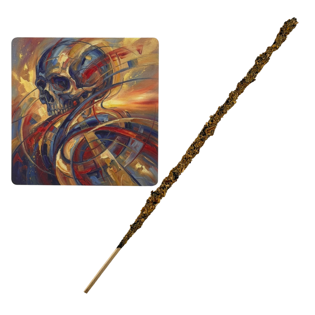 Ahnenschädel – Motiv 8 | Abstrakter Räucherstäbchenhalter aus Acryl - 10 × 10 cm