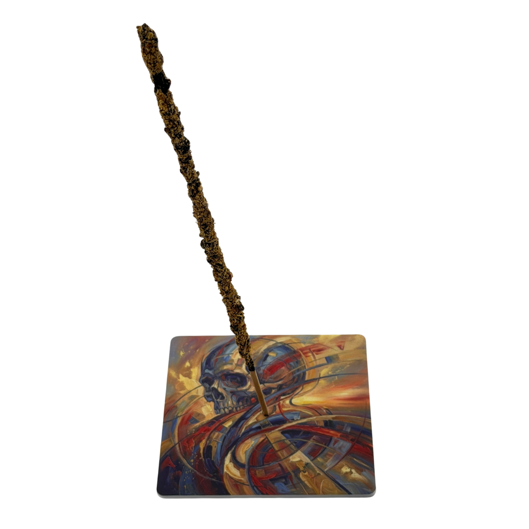 Ahnenschädel – Motiv 8 | Abstrakter Räucherstäbchenhalter aus Acryl - 10 × 10 cm
