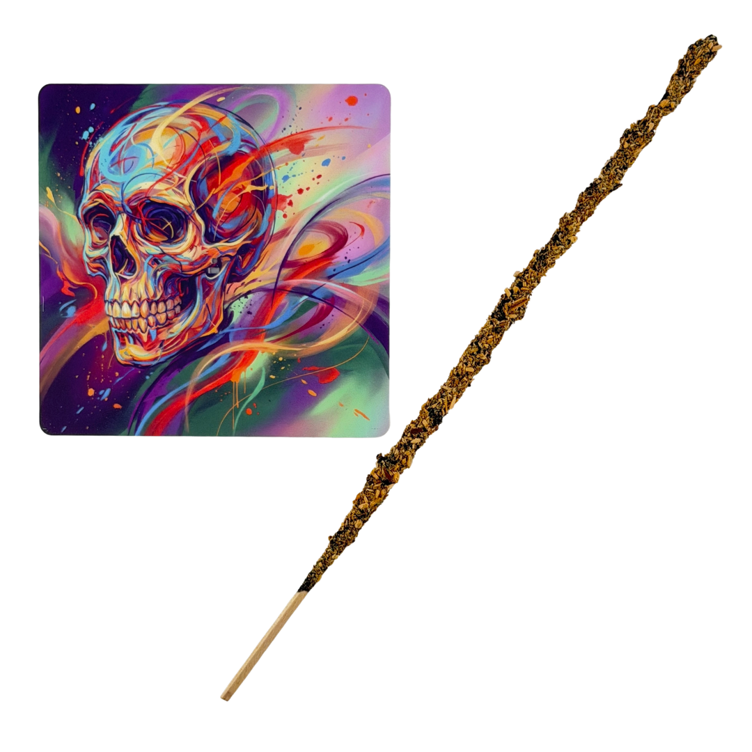 Ahnenschädel – Motiv 9 | Abstrakter Räucherstäbchenhalter aus Acryl - 10 × 10 cm