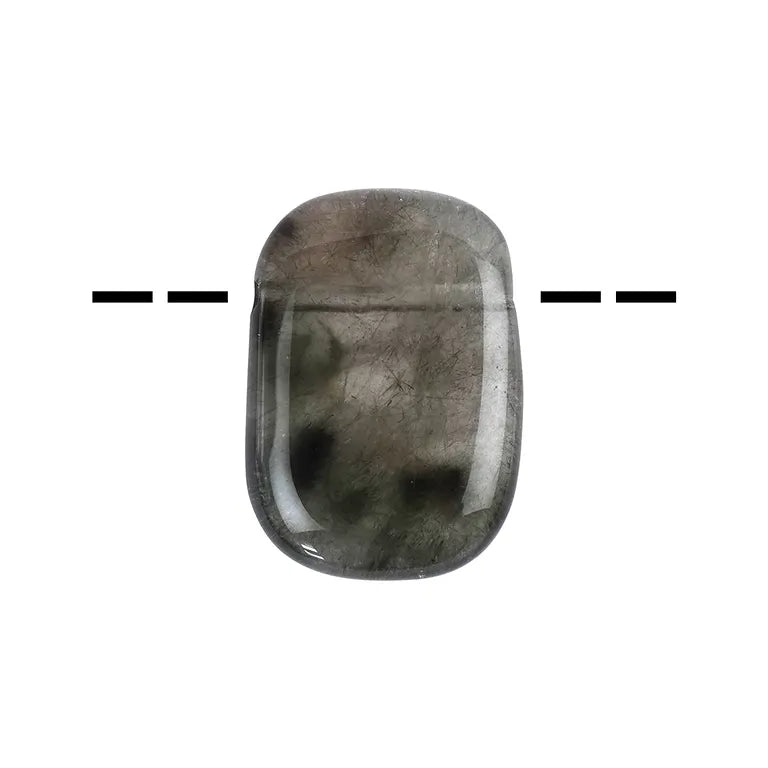 Aktinolithquarz – rechteckiger Scheibenanhänger(4,9 × 2,1 cm), gebohrt