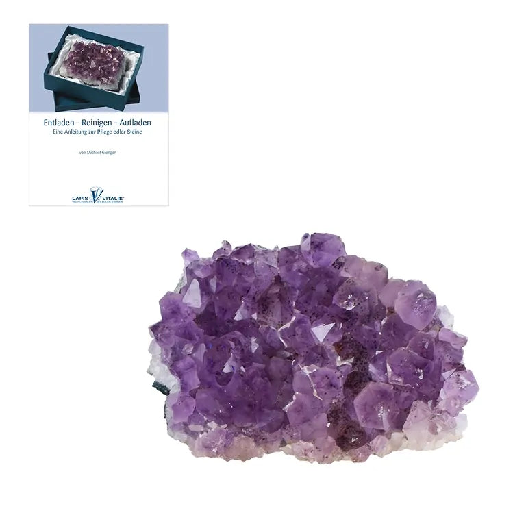 Amethyst-Reinigungsstufe von Lapis Vitalis – Set inkl. Michael Gienger Begleitheft (ca. 400g, ca. 6x8 cm))