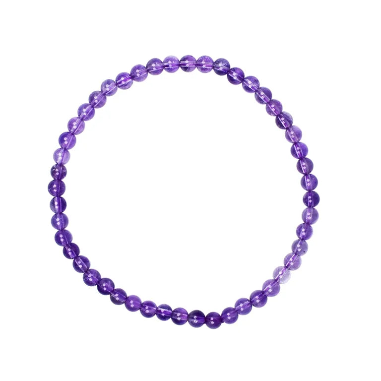 Amethyst – Armband mit 4-mm Kugeln (elastisch, ca. 19 cm)