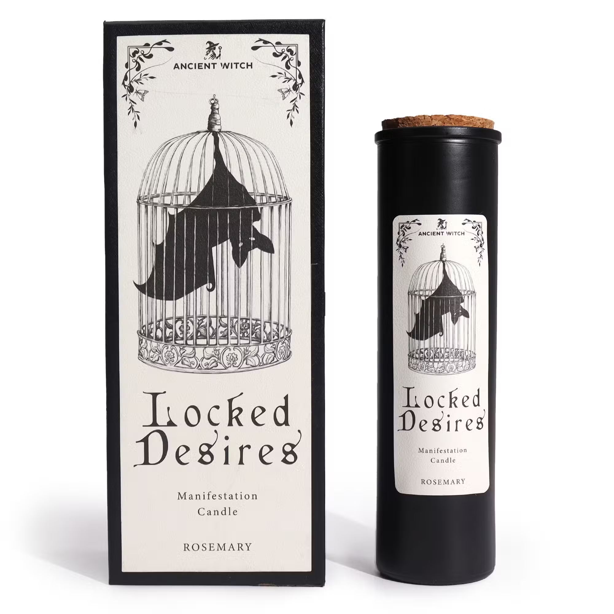 Ancient Witch „Locked Desires“ Manifestationskerze – Rosmarin – 20cm Sojawachs-Ritualkerze