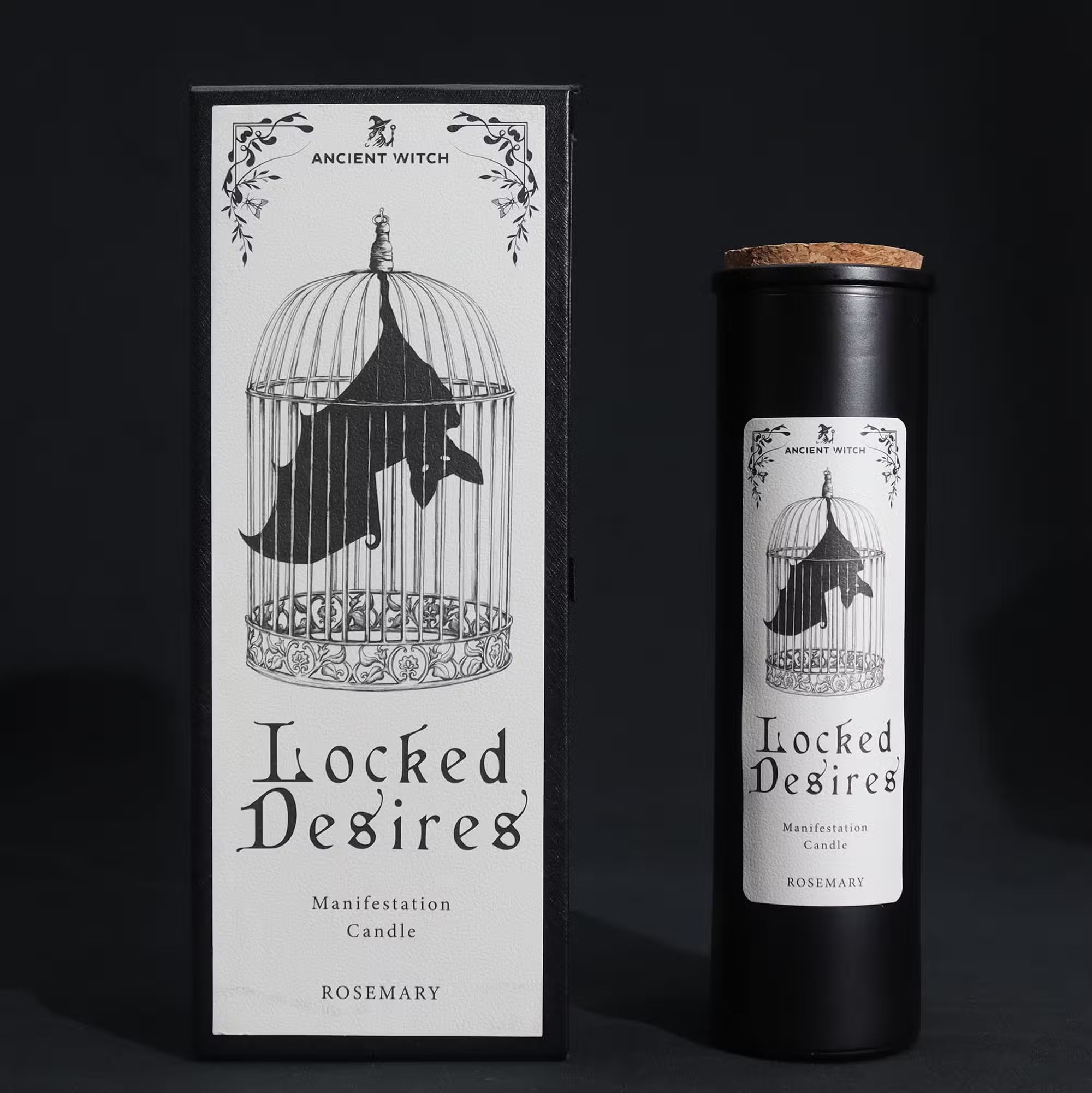 Ancient Witch „Locked Desires“ Manifestationskerze – Rosmarin – 20cm Sojawachs-Ritualkerze