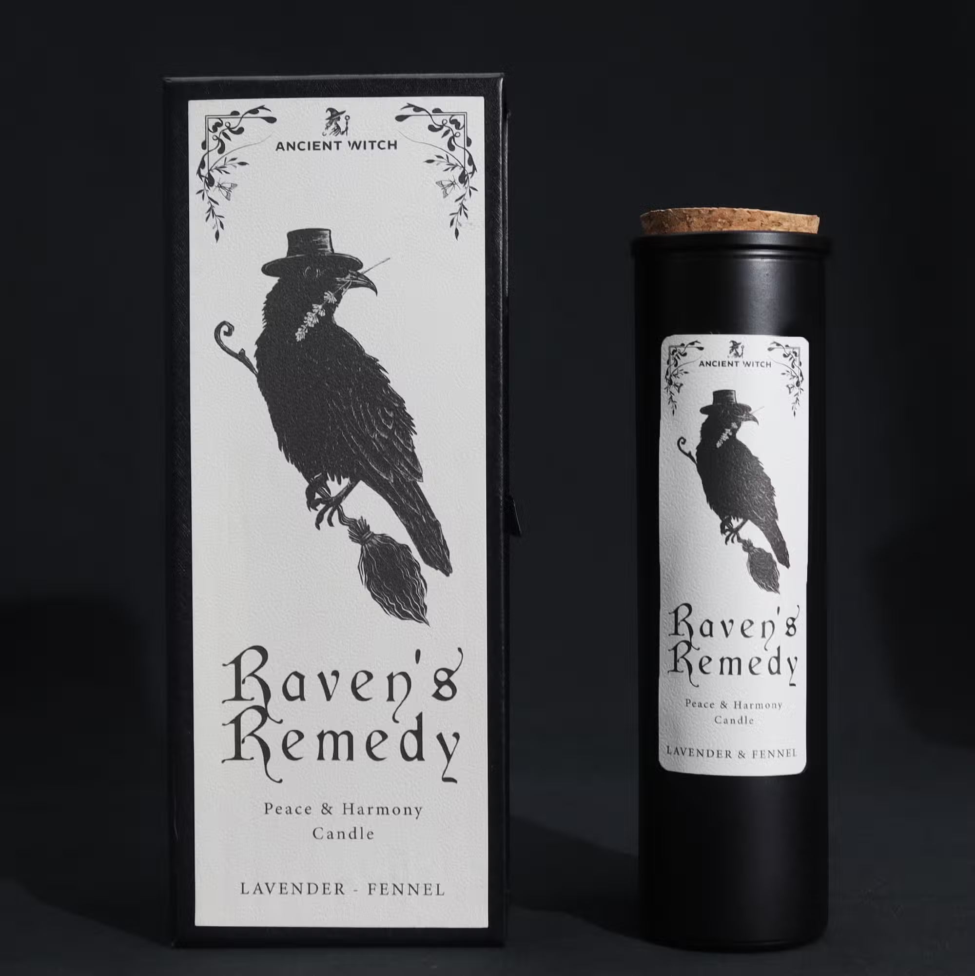 Ancient Witch „Ravens' Remedy“ Reinigungskerze – Lavendel & Fenchel – 20cm Sojawachs-Ritualkerze