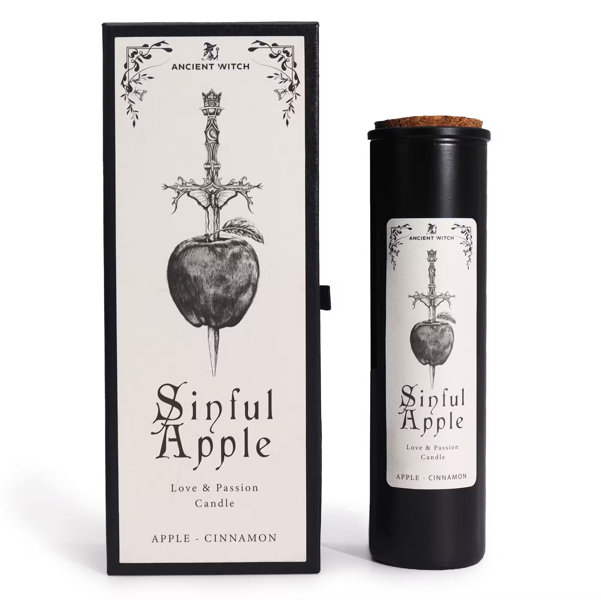 Ancient Witch „Sinful Apple“ Liebeskerze – Apfel & Zimt – 20cm Sojawachs-Ritualkerze