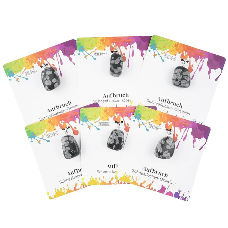 Aufbruch – Schneeflockenobsidian Trommelstein 2,0–2,5 cm mit 925er Silberöse - klein
