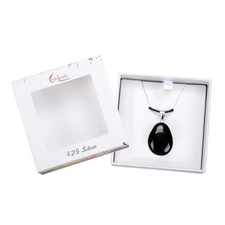 Auflösung von Blockaden – Obsidian (schwarz) ca. 3 cm mit 925er Silberöse - klein