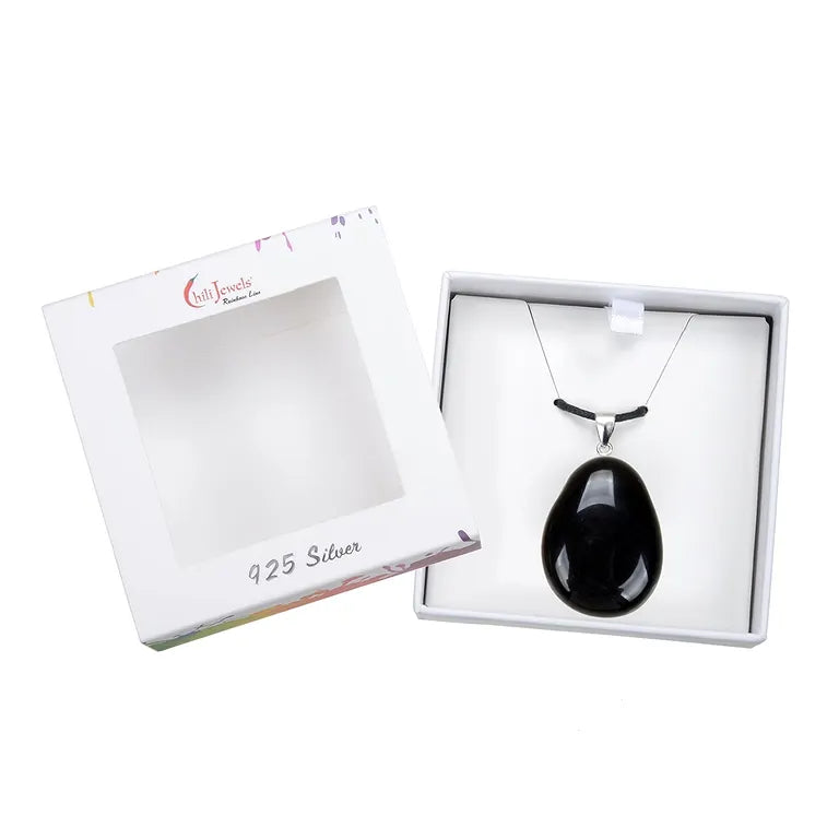 Auflösung von Blockaden – Obsidian (schwarz) ca. 4 cm mit 925er Silberöse - groß
