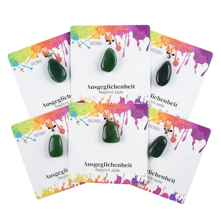 Ausgeglichenheit – Nephrit-Jade Trommelstein 2,0–2,5 cm mit 925er Silberöse - klein