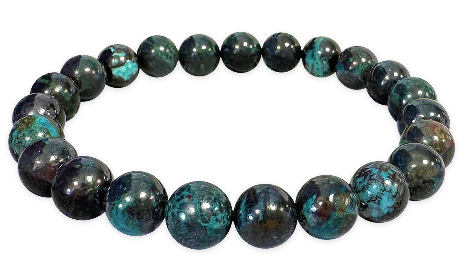 Azurit-Chrysokoll - A Qualität - Perlenarmband 7-8 mm
