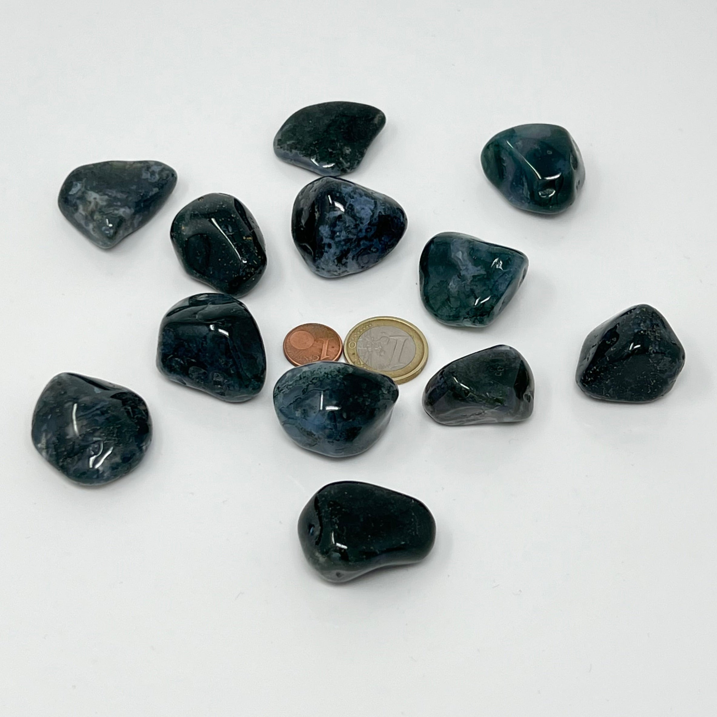 Moosachat - Trommelstein - Größe 2,5-3,5 cm